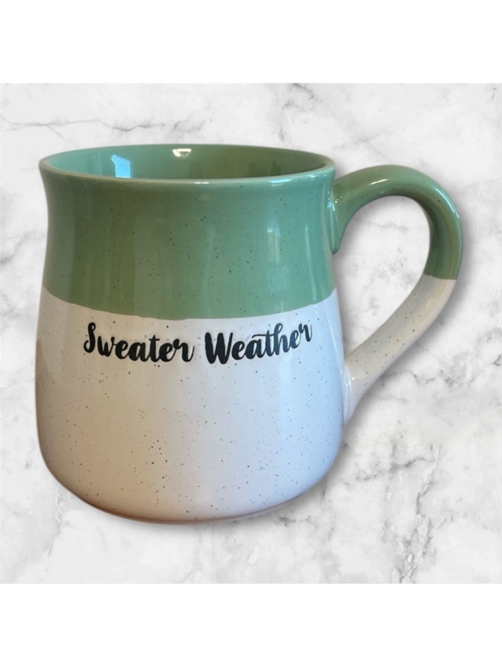 Green and White Ceramic Mug with Ombré Design
